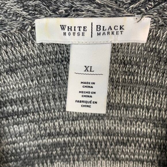 WH|BM Grey & Black Heathered Striped Long Line Knit Waterfall Cardigan  -Size XL - Picture 3 of 5